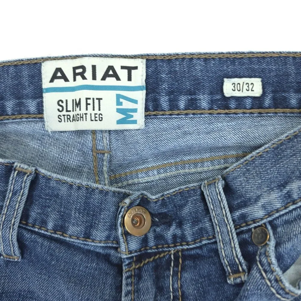 Ariat M7 Slim Fit Straight Leg Blue Denim Jeans Men's 30x32 Cowboy Western